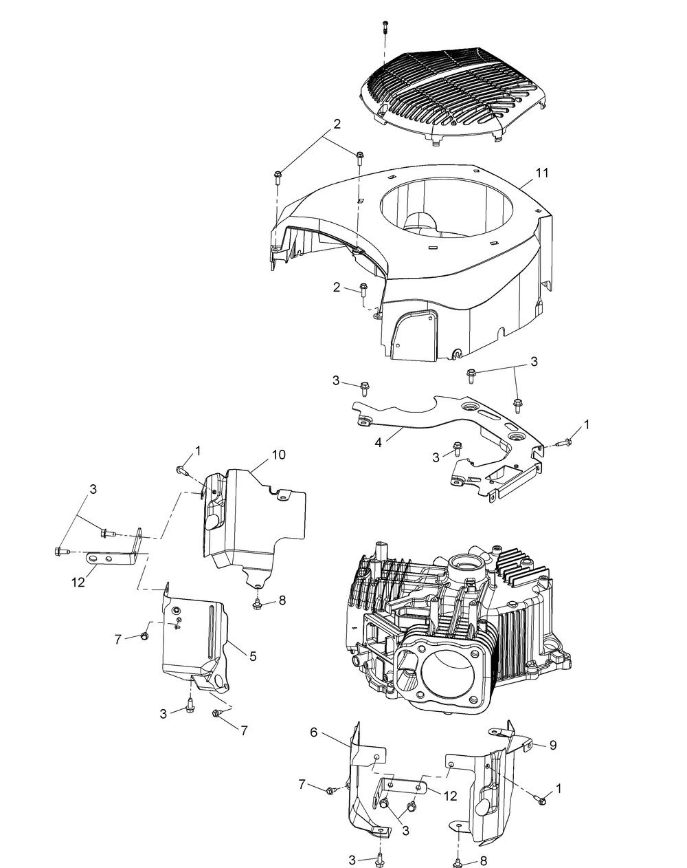 Kohler Kt725-3013 Blower Housing And Baffles Diagram and Parts List for XT2-LX42KH (13APA1CS010-13WPA1CS010)(2015) Cub Cadet Lawn Tractor